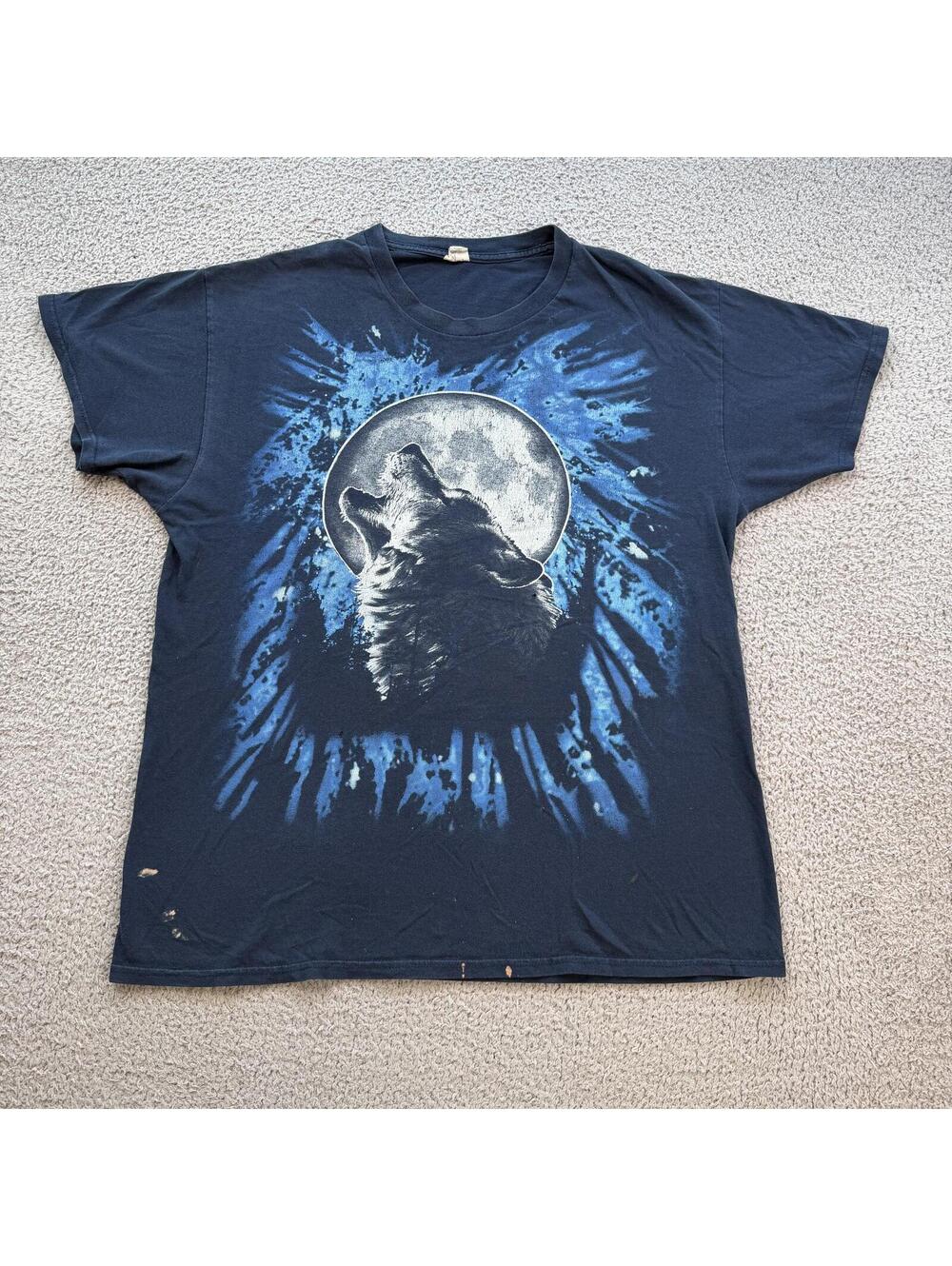 Distressed Wolf Graphic T Shirt Large Black Grunge Thrashed Faded Outdoor Nature